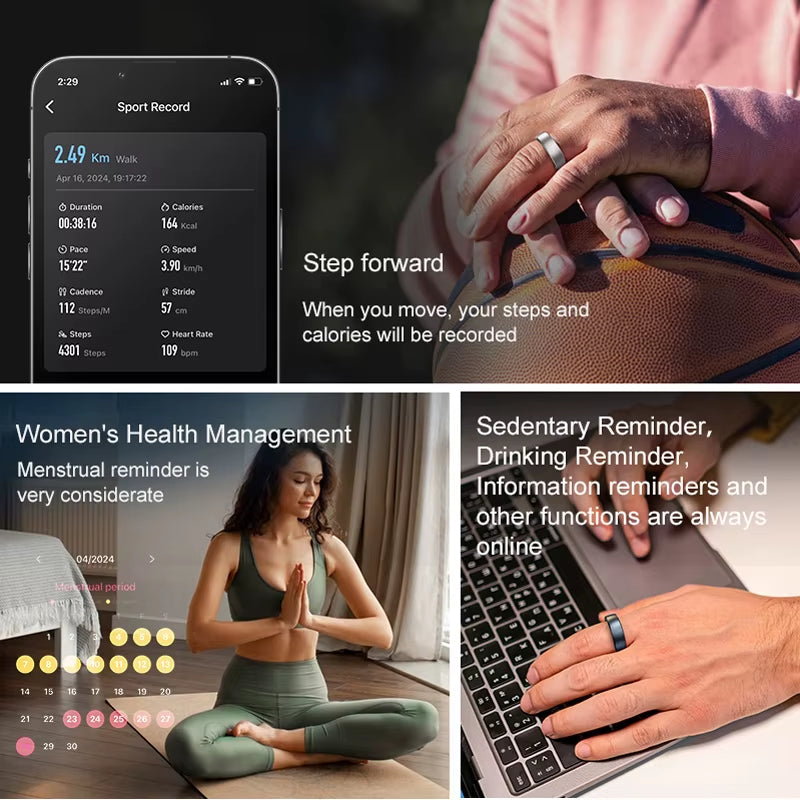 R10 Smart Ring for Men Women with Wireless Charging,Skintemperature Health and Sleep Monitor,Multi-Sport Modes for Andriod IOS