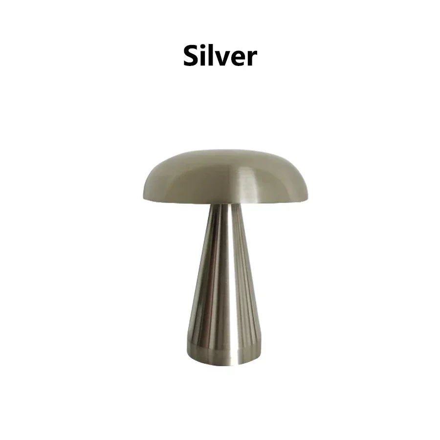 Retro Mushroom LED Table Lamp Touch 3Colors Bedside Lamp Rechargeable Reading Lights for Bedroom Restaurant Bar Room Decor Light