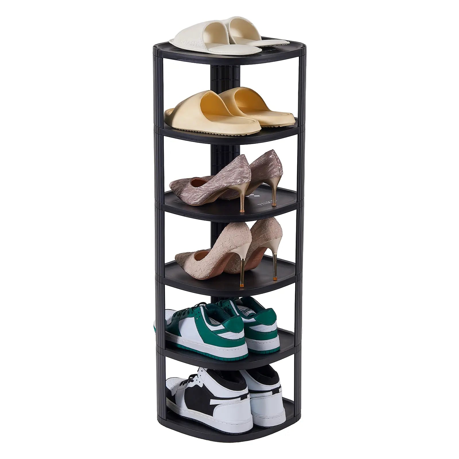 UFORU Corner Shoe Rack Stackable Shoe Rack Organizer for Entryway Closet Corner, Free Standing Shoe Rack Shelf, Saving, Curved, off White