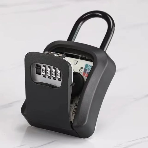 4 Digit Code Box Free Installation Outdoor Password Key Box Extended Locking Hook Steel Wire Hanging Key Storage Waterproof Key