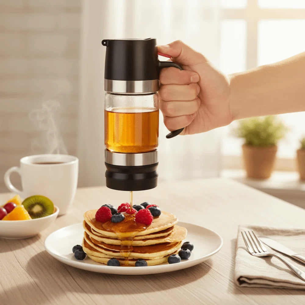 No-Drip Salad Dressing Dispenser – 350ml Borosilicate Glass & Stainless Steel
