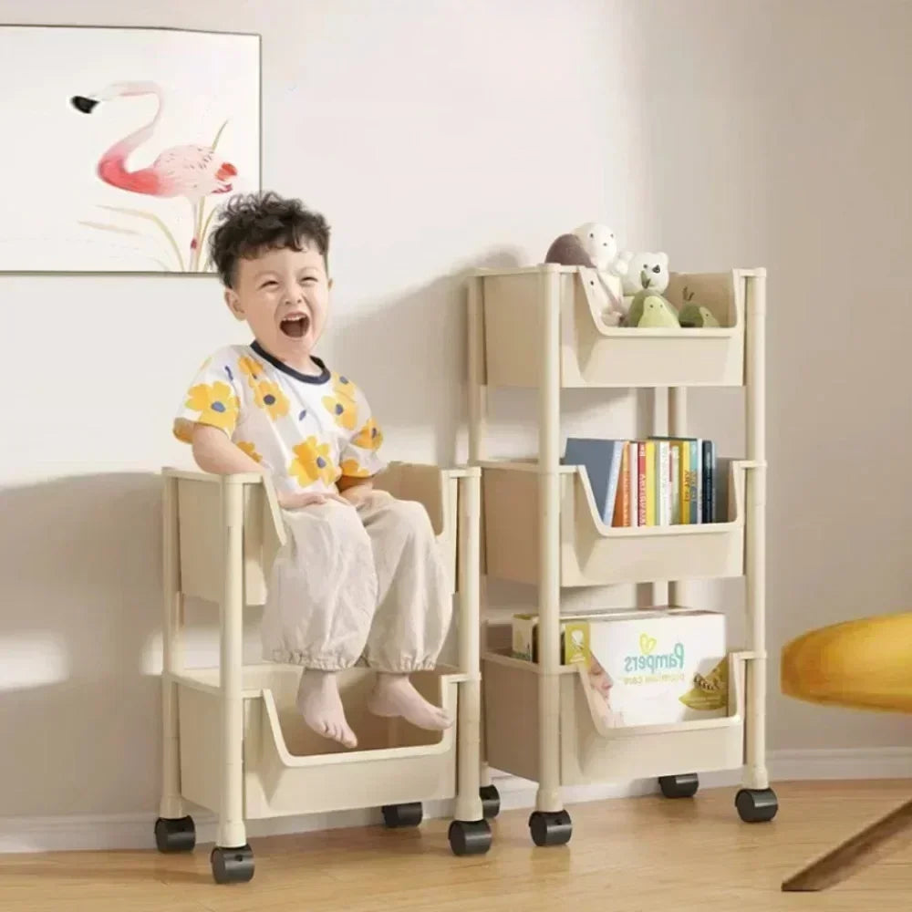 Trolley Bookshelf Kitchen Storage Rack Kitchencornernarrow Slit Storagecabinetbathroom Living Small Multi-Layer Simple Bookshelf