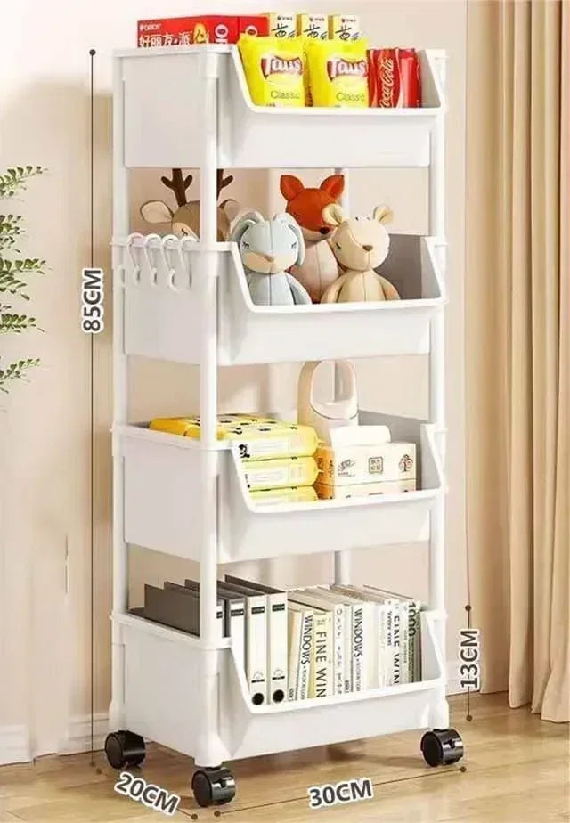 Trolley Bookshelf Kitchen Storage Rack Kitchencornernarrow Slit Storagecabinetbathroom Living Small Multi-Layer Simple Bookshelf