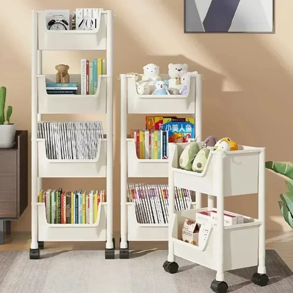 Trolley Bookshelf Kitchen Storage Rack Kitchencornernarrow Slit Storagecabinetbathroom Living Small Multi-Layer Simple Bookshelf