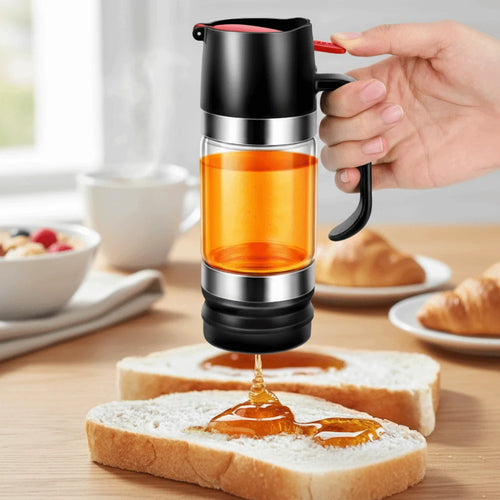 No-Drip Salad Dressing Dispenser – 350ml Borosilicate Glass & Stainless Steel