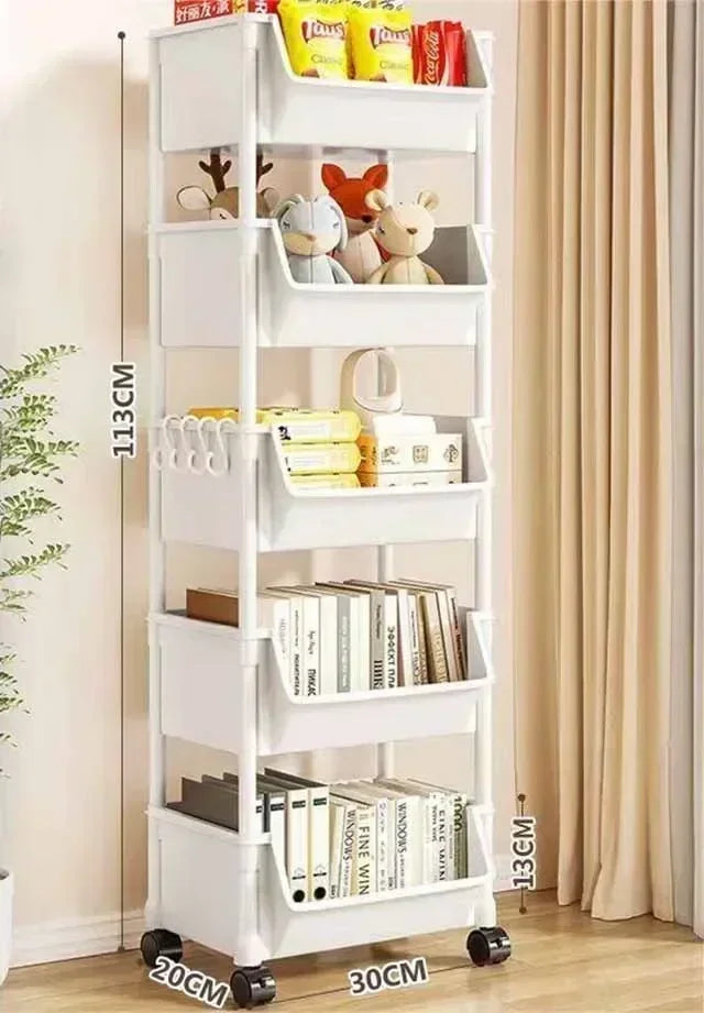 Trolley Bookshelf Kitchen Storage Rack Kitchencornernarrow Slit Storagecabinetbathroom Living Small Multi-Layer Simple Bookshelf