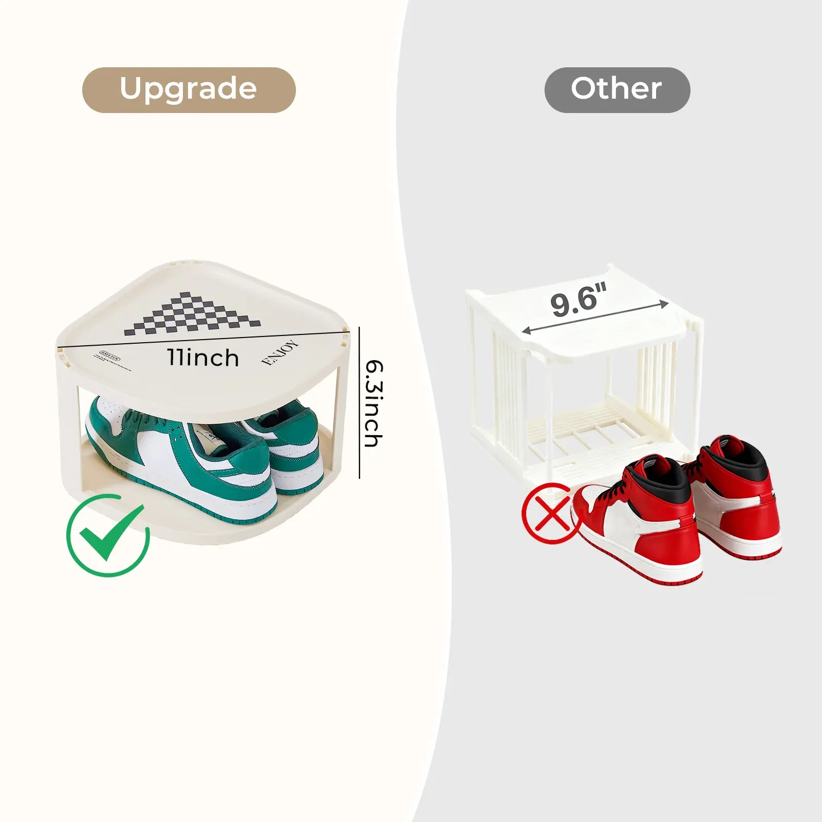 UFORU Corner Shoe Rack Stackable Shoe Rack Organizer for Entryway Closet Corner, Free Standing Shoe Rack Shelf, Saving, Curved, off White