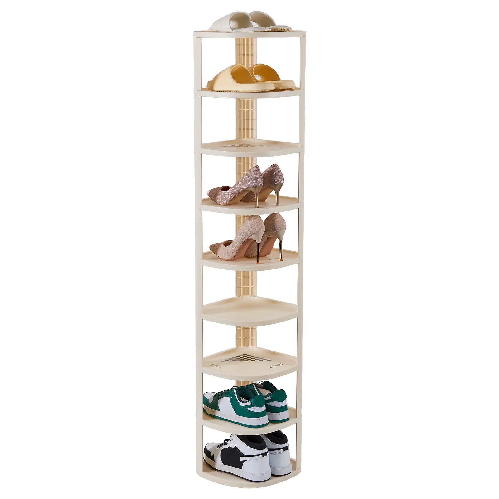 UFORU Corner Shoe Rack Stackable Shoe Rack Organizer for Entryway Closet Corner, Free Standing Shoe Rack Shelf, Saving, Curved, off White